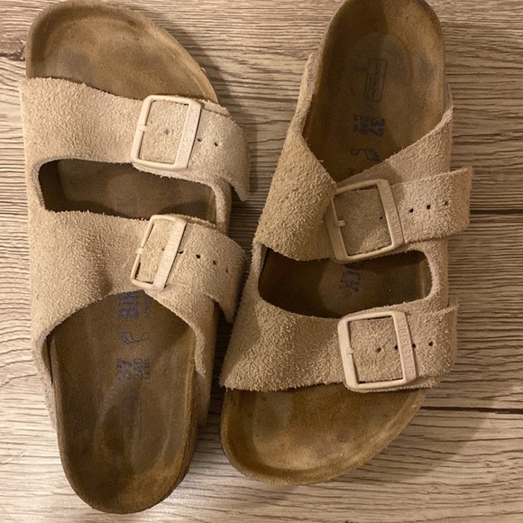 Birkenstock Arizona Soft Footbed Suede Cream Latte, 6 (37) - Picture 2 of 4